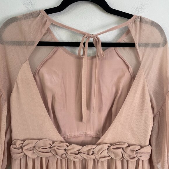 Laundry By Shelli Segal Womens 6 Dusty Pink 100% Silk Babydoll Dress Open Back - Picture 12 of 12